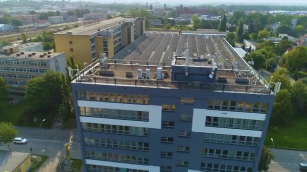 Skyscraper Factory Hall Stargard Fabryka Hala Air View Poland Inglês — Vídeo de Stock
