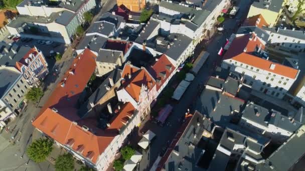 ストリートクロブレゴ旧市街Gniezno Stare Miasto Airial View Poland 高品質4K映像 — ストック動画