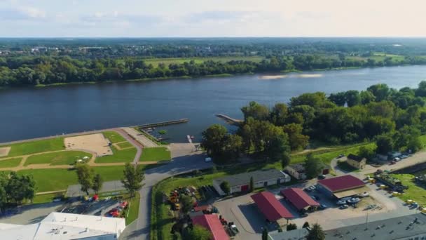 Marina Torun Przystan River Vistula Wisla Aerial View Polen Hoge — Stockvideo
