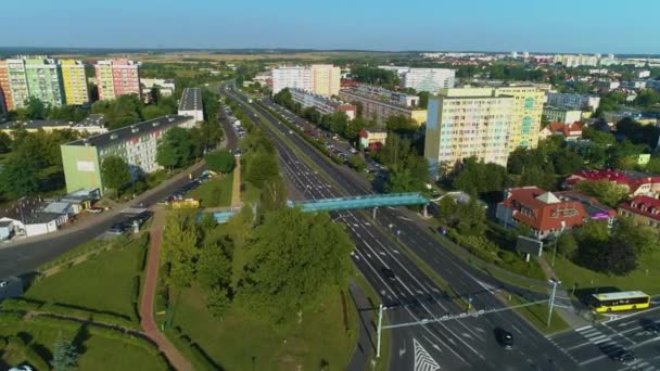Street Edukacji Narodowej Estate Lubin Aerial View Poland Vysoce Kvalitní — Stock video