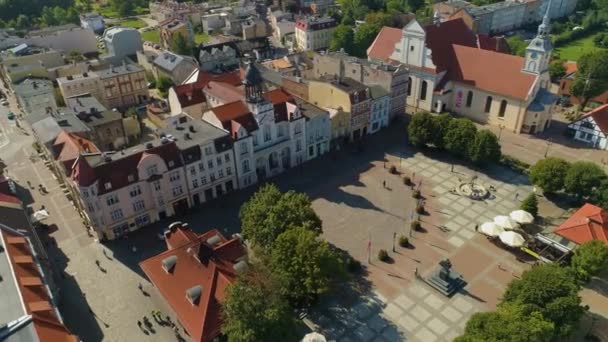 Plac Jakuba Wejhera Wejherowo Rynek Centrum Market Square Aerial View — Stock video