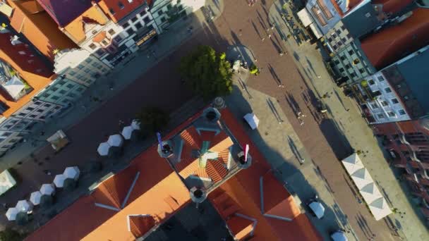Praça Cidade Velha Torun Ratusz Centrum Stary Rynek Aerial View — Vídeo de Stock