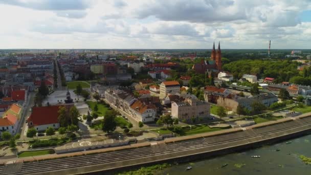 Panorama Bulwary Pilsudskiego Boulevards Wloclawek Aerial View Polsko Vysoce Kvalitní — Stock video