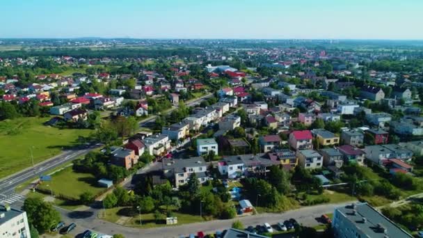 Casas Bonitas Paisagem Konin Krajobraz Vista Aérea Polônia Imagens Alta — Vídeo de Stock