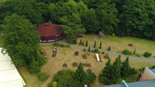 Gazebo Landscape Lazy Altanka Luftaufnahme Polen Hochwertiges Filmmaterial — Stockvideo