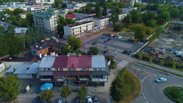 Fontanna Downtown Otwock Plac Niepodleglosci Aerial View Lengyelország Kiváló Minőségű — Stock videók