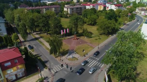 Lech Kaczynski Monumento Siedlce Vista Aerea Polonia Filmati Alta Qualità — Video Stock