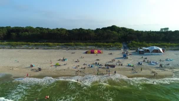 Playa Mar Báltico Jastarnia Plaza Morze Vista Aérea Polonia Imágenes — Vídeos de Stock