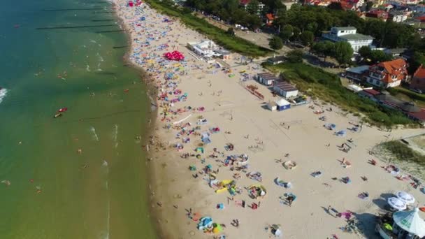 Playa Mar Báltico Ustka Plaza Morze Baltyckie Vista Aérea Polonia — Vídeo de stock