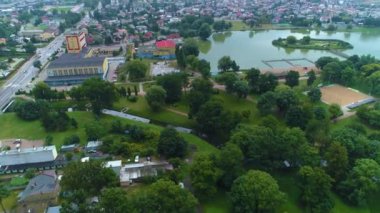 Peyzaj Arcadia Lagoon Suwalki Zalew Arkadia Hava Görüntüsü Polonya. Yüksek kalite 4k görüntü