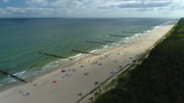 Plaj Baltık Denizi Chalupy Plaza Morz Hava Manzaralı Polonya. Yüksek kalite 4k görüntü