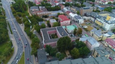 Pilsudski Caddesi Bulvarı Chodyki Bialystok Hava Manzaralı Polonya. Yüksek kalite 4k görüntü