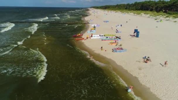 Plage Mer Baltique Dzwirzyno Plaza Morze Baltyckie Vue Aérienne Pologne — Video