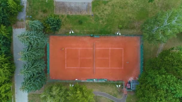 Campo Tennis Biala Podlaska Boisko Tenisa Vista Aerea Polonia Filmati — Video Stock