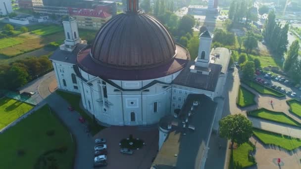 Landschaft Römisch Katholische Basilika Bydgoszcz Bazylika Luftaufnahme Polen Hochwertiges Filmmaterial — Stockvideo