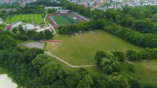 Estadio Atletismo Wladyslawowo Stadion Vista Aérea Polonia Imágenes Alta Calidad — Vídeos de Stock