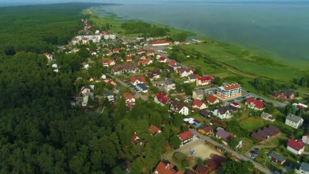 Krásná Krajina Katy Rybackie Zalew Wislany Aerial View Polsko Vysoce — Stock video