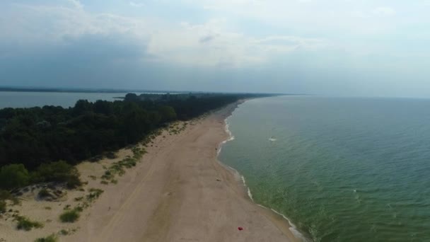 Vackra Seaside Belt Mielno Pas Nadmorski Antenn View Poland Högkvalitativ — Stockvideo