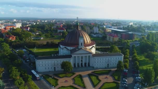 Bazylika Rzymskokatolicka Bydgoszcz Bazylika Widok Powietrza Polska Wysokiej Jakości Materiał — Wideo stockowe