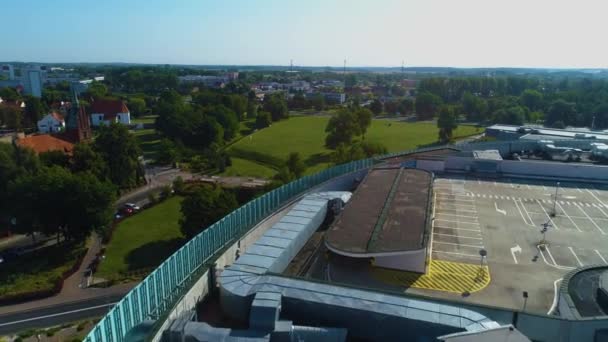 Castle Hill Park Blonia Lubin Wzgorze Zamkowe Aerial View Polsko — Stock video
