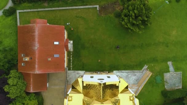 Orthodox Church Koszalin Cerkiew Bogurodzicy Aerial View Poland High Quality — Stock Video