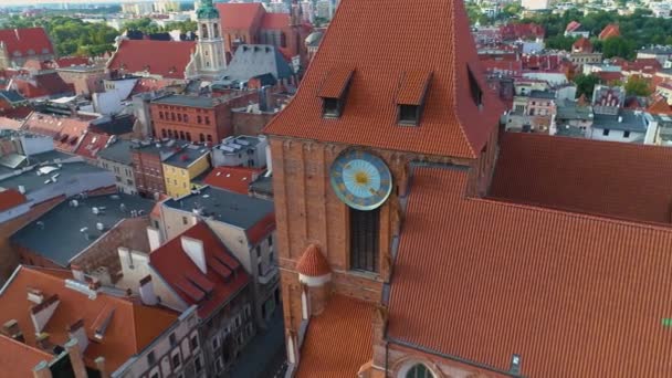 Cathedral Torun Katedra Jana Chrzciciela Old Town Aerial View Poland — Stock Video