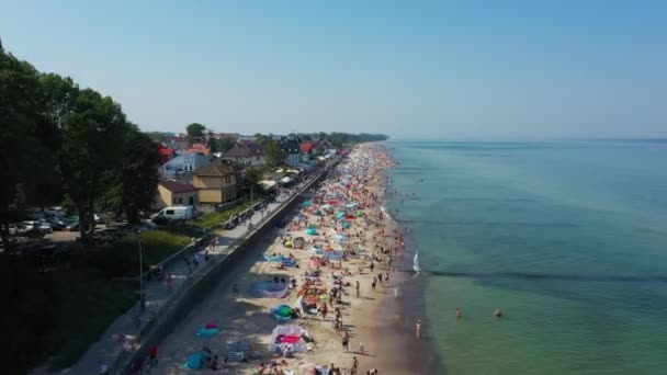 Playa Mar Báltico Sarbinowo Plaza Morze Baltyckie Vista Aérea Polonia — Vídeos de Stock