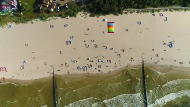 Strand Balti Tenger Niechorze Plaza Morze Baltyckie Aerial View Lengyelország — Stock videók