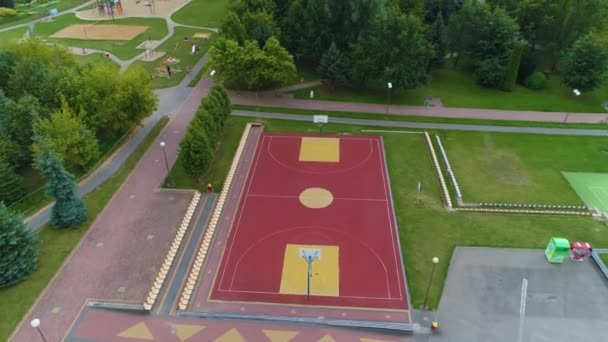 Basketbalveld Lomza Boisko Koszykowki Aerial View Polen Hoge Kwaliteit Beeldmateriaal — Stockvideo