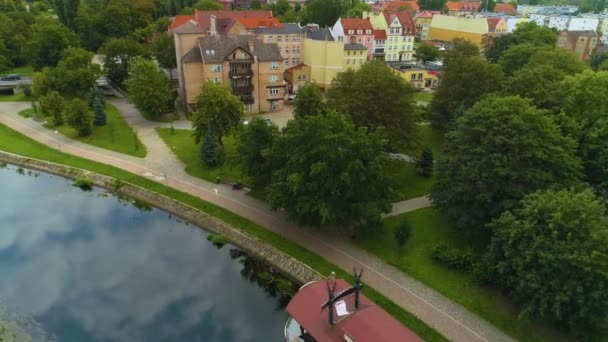 Ship River Gwda Pila Rzeka Aerial View Poland Inglês Imagens — Vídeo de Stock