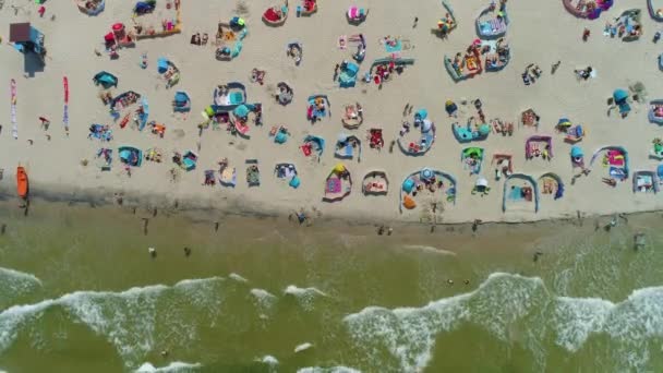 Top Beach Baltské Moře Rowy Plaza Morze Baltyckie Aerial View — Stock video