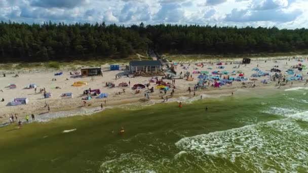 Plage Mer Baltique Karwia Plaza Morze Baltyckie Vue Aérienne Pologne — Video
