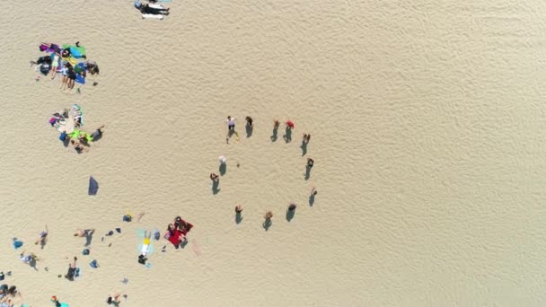 Hra Pláži Jastrzebia Gora Plaza Morze Baltyckie Aerial View Polsko — Stock video