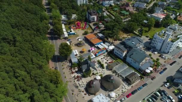 Main Street Jastrzebia Gora Piekny Krajobraz Aerial View Polen Hoge — Stockvideo