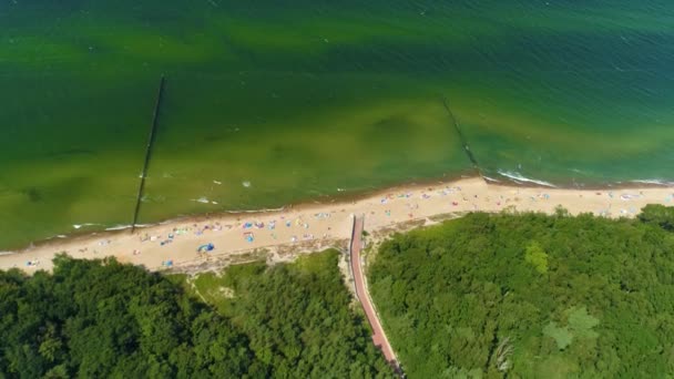 Strand Balti Tenger Wicie Plaza Morze Baltyckie Aerial View Lengyelország — Stock videók