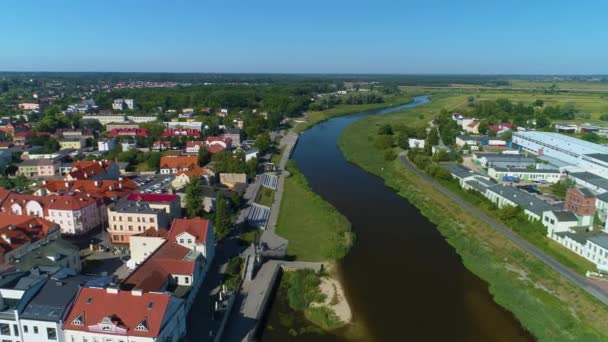 Pont Sur Rivière Warta Konin Rzeka Vue Aérienne Pologne Images — Video