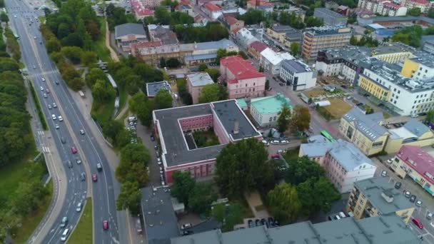 Pilsudski Street Boulevard Chodyki Bialystok Aerial View Poland High Quality — Stock Video