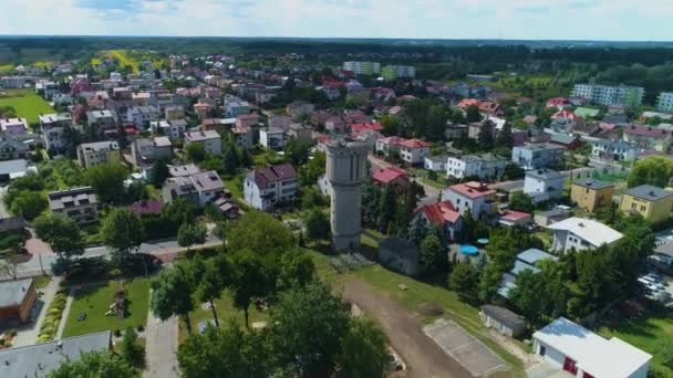 Történelmi Víztorony Siedlce Wieza Cisnien Aerial View Lengyelország Kiváló Minőségű — Stock videók