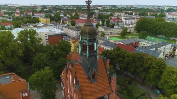 Slupsk Ratusz Urzad Miasta Plac Zwyciestwa Aerial View Poland Высококачественные — стоковое видео