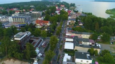Ana Cadde Chrobrego Dükkanı Mielno Sklepiki Hava Manzarası Polonya. Yüksek kalite 4k görüntü