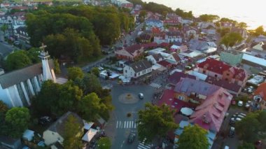 Centrum Downtown Rewal Westerplatte Hava Görüntüsü Polonya. Yüksek kalite 4k görüntü