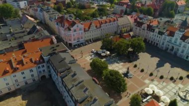 Plac Jakuba Wejhera Wejherowo Rynek Merkezi Pazar Meydanı Hava Görüntüsü Polonya. Yüksek kalite 4k görüntü