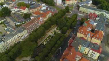 Park Sienkiewicza Slupsk Merkez Hava Görüntüsü Polonya. Yüksek kalite 4k görüntü