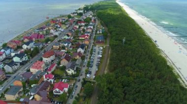 Güzel manzara Chalupy Piekny Krajobraz Hava Görüntüsü Polonya. Yüksek kalite 4k görüntü