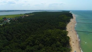 Peyzaj Ormanı Wicie Krajobraz Las Aerial View Polonya. Yüksek kalite 4k görüntü