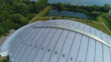 Güzel Hall Arena Pruszkow Hala Widowiskowa Hava Manzarası Polonya. Yüksek kalite 4k görüntü