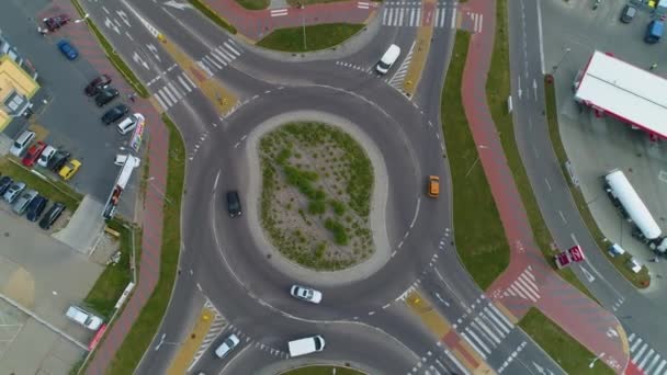 Rondo Goworowskac Ostroleka Aerial View Lengyelország Kiváló Minőségű Felvételek — Stock videók