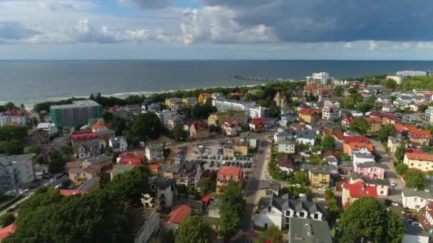 Gyönyörű Táj Miedzyzdroje Piekny Krajobraz Aerial View Lengyelország Kiváló Minőségű — Stock videók