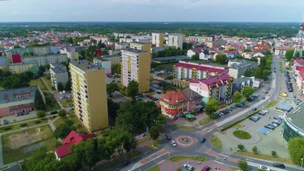 폴란드 Estate Rondo Ostroleka Osiedle Bloki Aerial View Poland 폴란드의 — 비디오