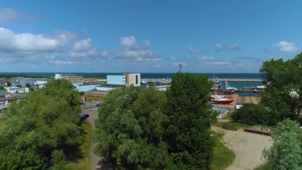 Piękny Port Władysławowo Lotu Ptaka Wysokiej Jakości Materiał — Wideo stockowe